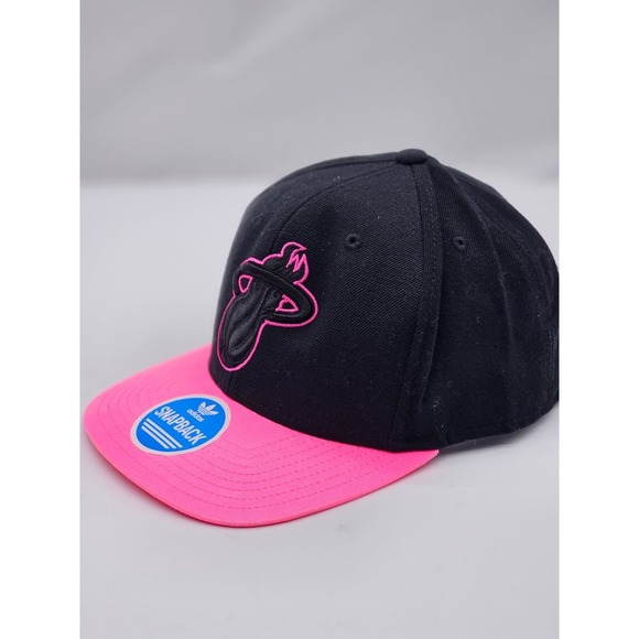 Miami Heat Hat Snapback Adidas NBA Pink Brim Cap Ball Cap One Size Hat - Picture 2 of 8
